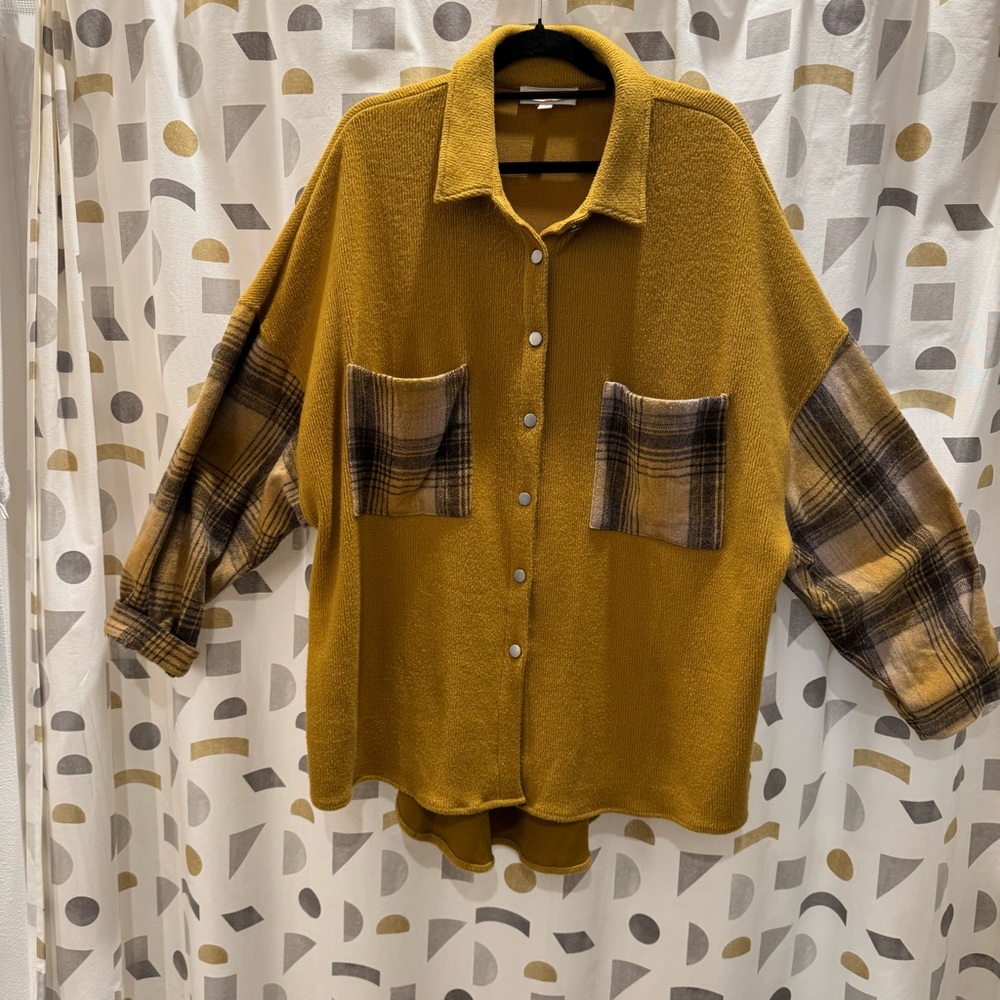 Oversized Ribbed Brushed Fabric Shacket